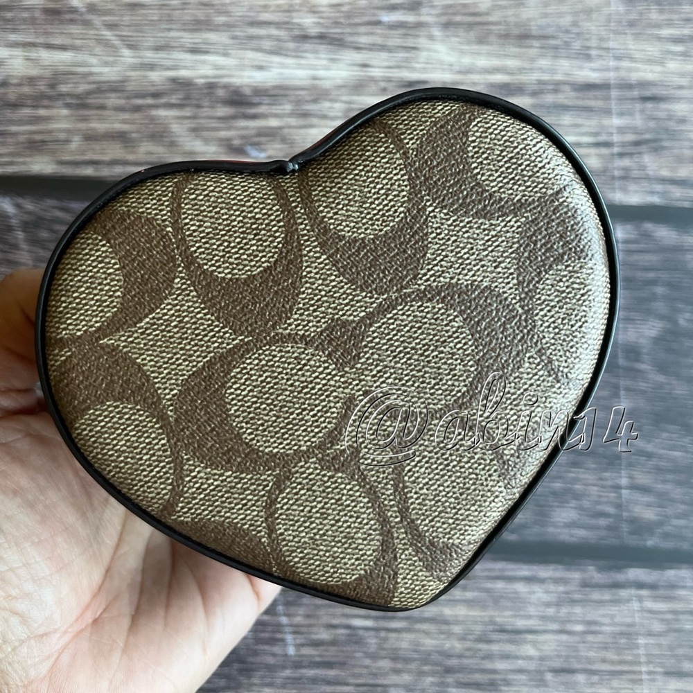 NWT Coach Heart Shaped Jewelry Case Trinket Box